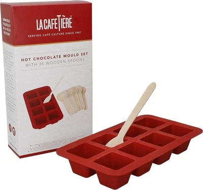 LA CAFETIÈRE Lacafetiere hot chocolate mould set with 24 wooden spoons