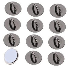 12pcs Phone Charm Hook, Metal Round Phone Finger Grip Holder Adhesive Black