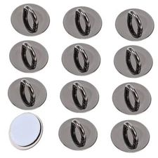 12pcs Phone Charm Hook, Metal Round Phone Finger Grip Holder Adhesive Black