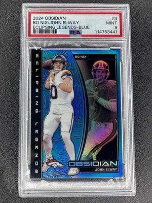 2024 Panini Obsidian Eclipsing Legends John Elway Bo Nix 3 Blue /25 RC SSP PSA 9