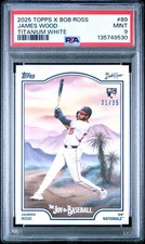 2025 Topps Bob Ross Joy of Baseball James Wood Rookie Titanium White RC /35