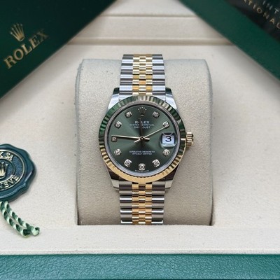 Rolex Datejust 31 NEW 2026 Green Diamond Dial Two Tone Yellow Gold Jubilee