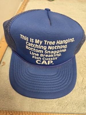 fish cussin line breaking hat cap, snap back, used and worn