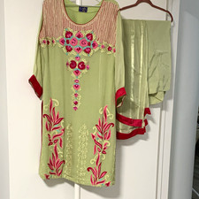 Women s Embroidered Salwar Kameez dupata L size Indian Pakistani Dress