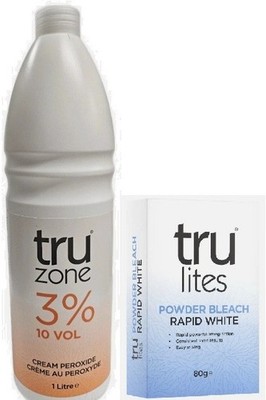 Truzone Creme Peroxid 3% 10 Volumen 1000ml & Rapid White Hair Bleach 80G