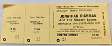Jonathan Richman Modern Lovers Unused Ticket Free Trade Hall Manchester 1977