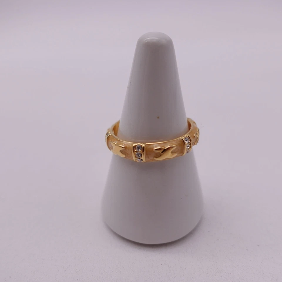 Anillo de mujer Lauren G Adams amarillo esmalte circonita cúbica a la moda apilable Foto 3 de 4