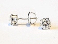 1.00 Carat D VVS Total Weight Genuine Lab Grown Diamond Earrings 14k Gold