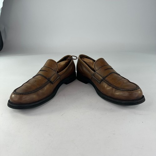 TODS Penny Loafers Mens US 12 Tod's Brown Distressed Leather Moccasins Slip-On - Imagen 13 de 13