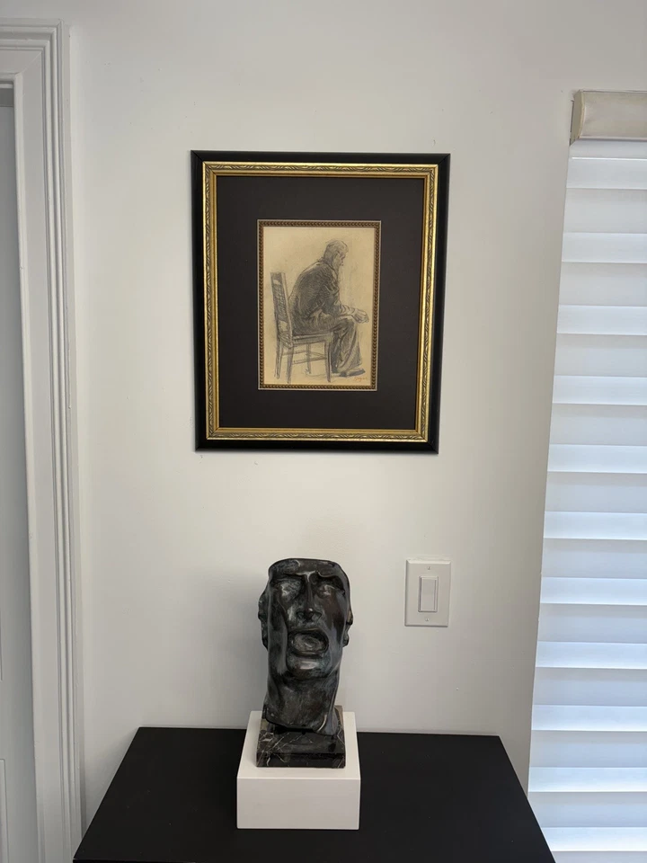  Dibujo de grafito de Edgar Degas / arte atribuido mate y enmarcado firmado a mano Foto 4 de 4