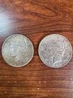 TWO 1922 Peace $1 Silver Dollar Coins Ungraded Circulated