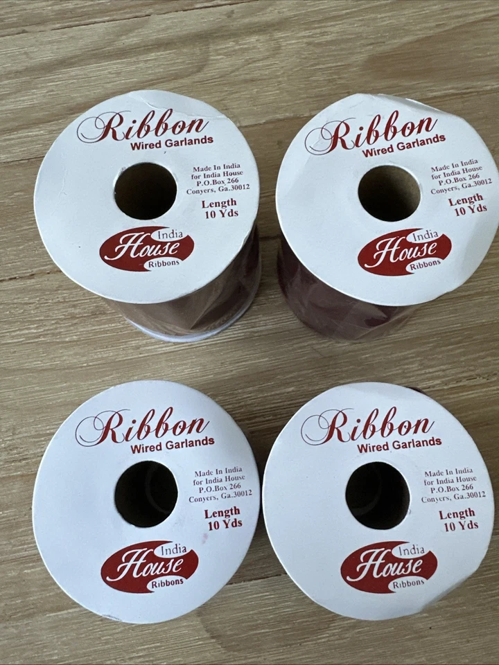 Lot of 4 Ribbon Rolls Wire Edge Wine Red Sheer Holiday 2” - 3" x 10 Yds ea - Image 3 of 4