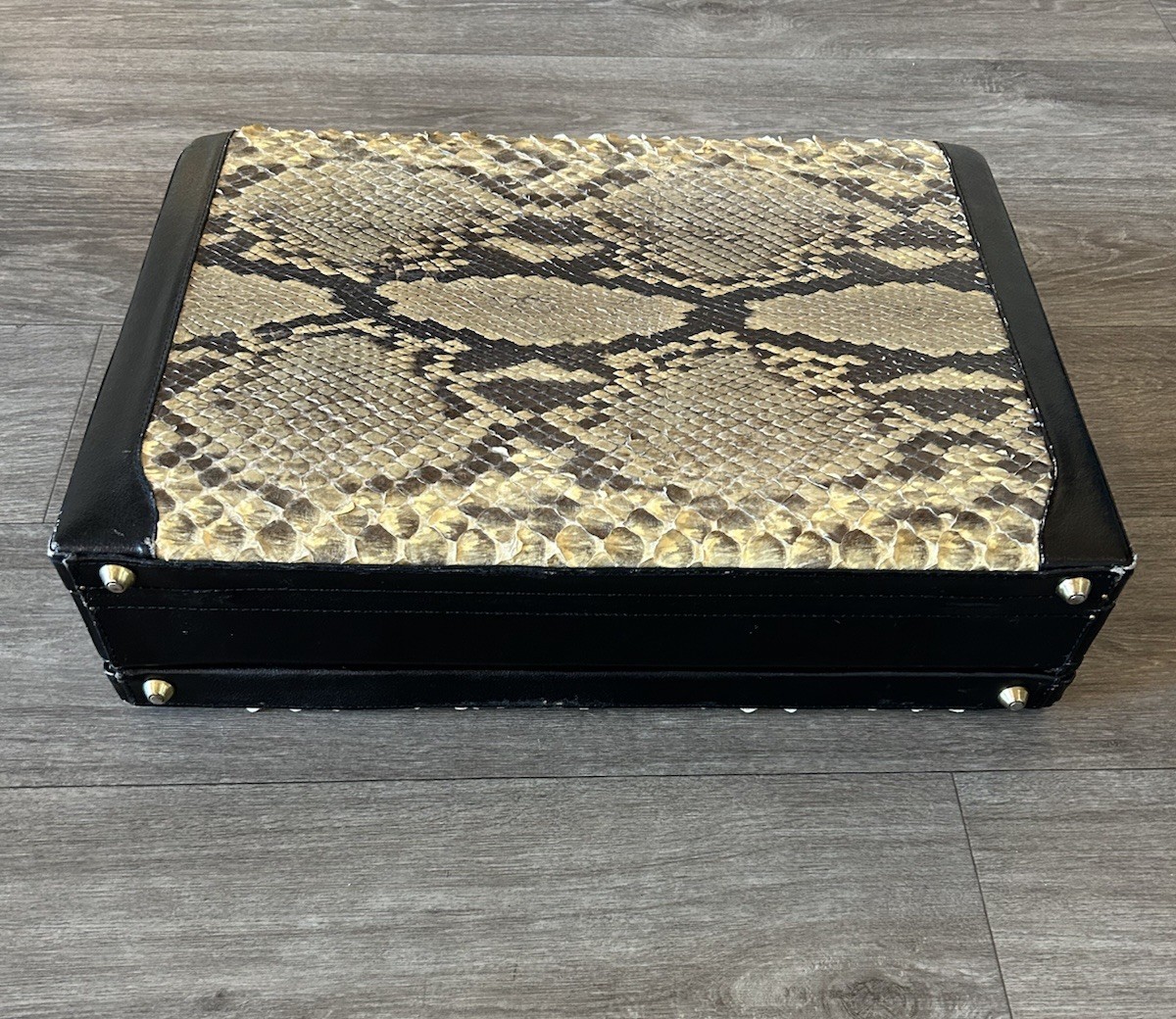 Vintage 70s Python Snakeskin Leather Luxury Brief… - image 11