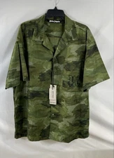 Palm Angels Men's Green Camo Casual Shirt Size 50