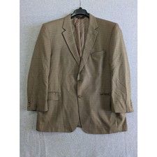 Jos A Bank Sport Coat Men's 46R Beige Plaid Wool Silk Signature Gold Classic Fit