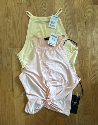 NWT Lot of 2 YMI Collections Size Large Tank Top Sleeveless Peach/Yellow (B6)