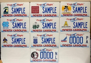 Lot 10 NORTH CAROLINA Sample License Plates Colleges & Universities