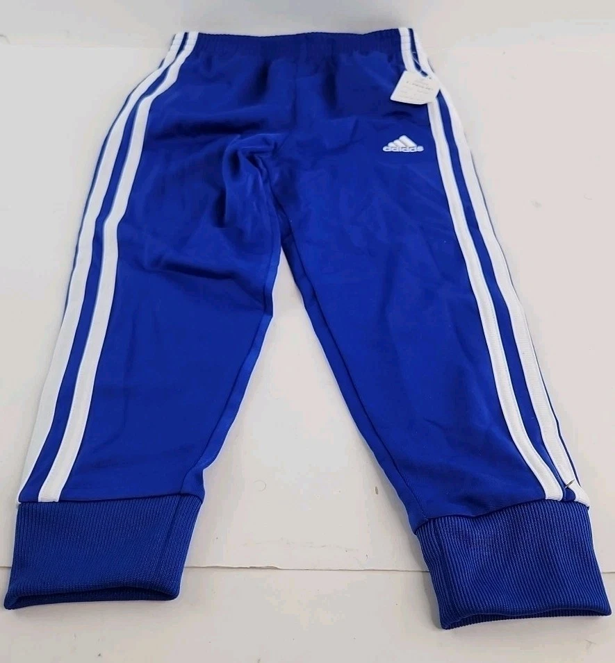 Adidas Boys Jogger Sweatpants Blue/ White Stripes Cuffed Bottom Size 4. - Image 2 of 4