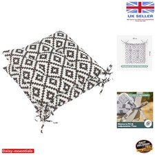 Water-Resistant Garden Chair Cushions, Comfy 40cm Geometric Set of 2 Grey/White
