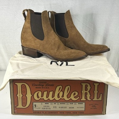 Ralph Lauren Double RL RRL Chelsea Plainview Boots Brown Leather Men s 8D Wester