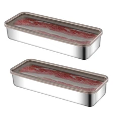 2 Pack Bacon Keeper Container Cheese for Fridge Lunch Meat for Refrigerator
