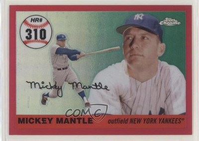 2007 Topps Chrome Home Run History Red Refractor 9/99 Mickey Mantle HOF 3h2