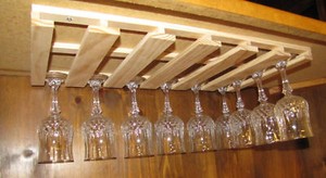 24 Wine Glass Stemware Holder 11 Deep Rack Under Cabinet Wood Ebay