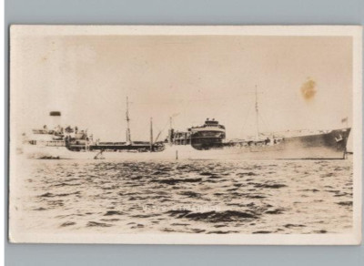 RPPC Postkarte USS Cimmaron Schiff, Panoramabild, Honolulu nach San Diego 1940