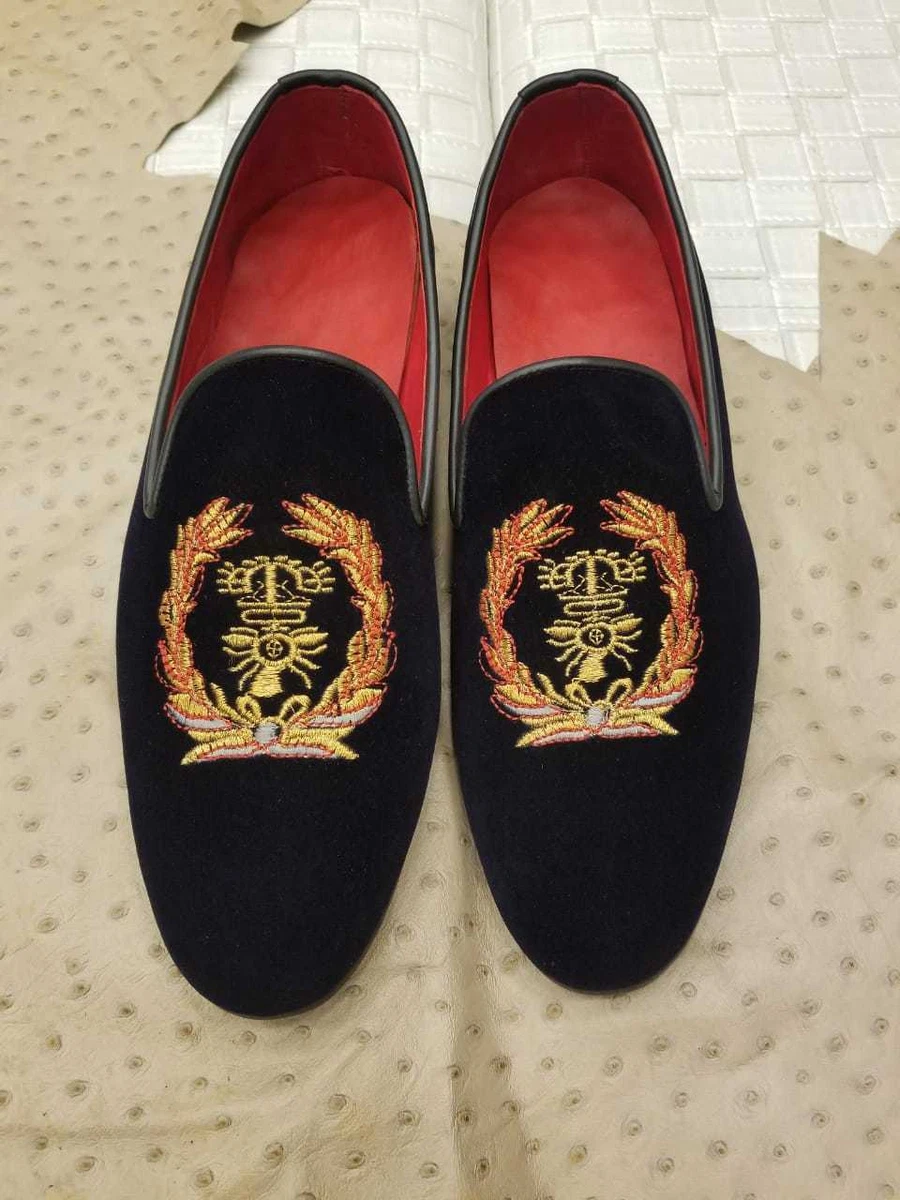 Manor of London 'Día de los Muertos' Brown Velvet Slippers