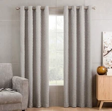 Brielle Home Sketch Grommet Lined Window Panel, 95" Long, Silver, NEW