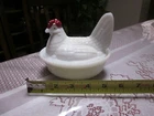 Vintage Westmoreland Milk Glass Chicken (Hen) Split-tail Dish (Very Nice)
