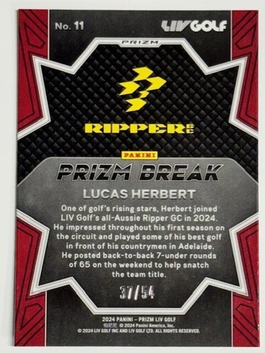 Lucas Herbert 2024 Panini Prizm LIV Golf Prizm Break Green Mojo Prizm #11/54 - Foto 2 di 2