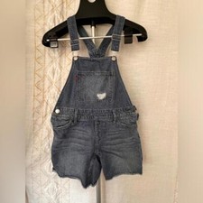 Levi's Little Girls Overalls Shorts Size 10 Shortall Jean Denim Blue Medium Wash