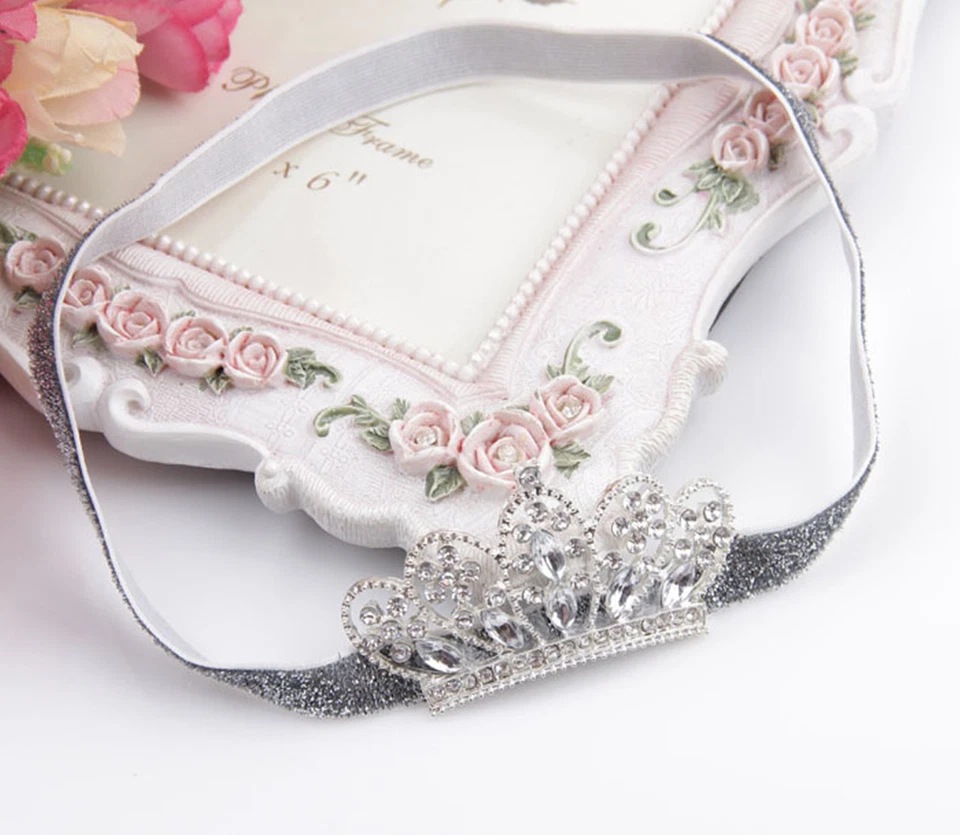 Girl Kid Baby Party Bling Shiny Crystal Crown Tiara elastic Hair Head Band PROP - image 2 of 4