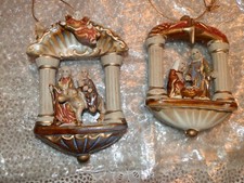 Set of 2 Christmas Nativity Ornament Ceramic Figurine Measure 4.5 x 3 in.