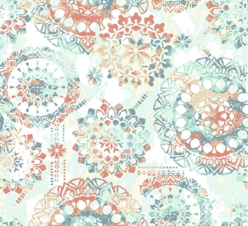 RoomMates Peel and Stick #RMK9126WP Orange Blue Boho Medallion 20.5 in x 16.5 ft