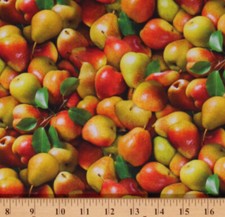 Cotton Pears Fruits Foods All Over Cotton Fabric Print by the Yard D569.58