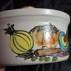 Vintage Stoneware Crock With Lid~Vegetable Design~Oven Proof~Korea~Hand Painted — photo 7