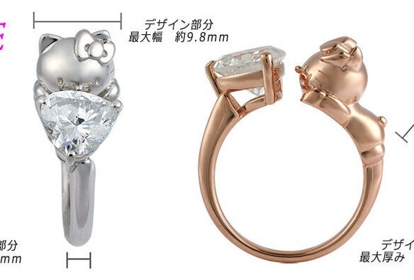 Hello Kitty Limited Edition Heart With you Ring Pink Gold/ Silver