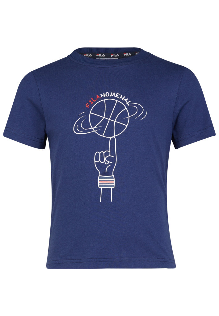 0058 BLU T SHIRT FILA KIDS KID BAMBINOI BAMBINA MAGLIA MAGLIETTA COTONE