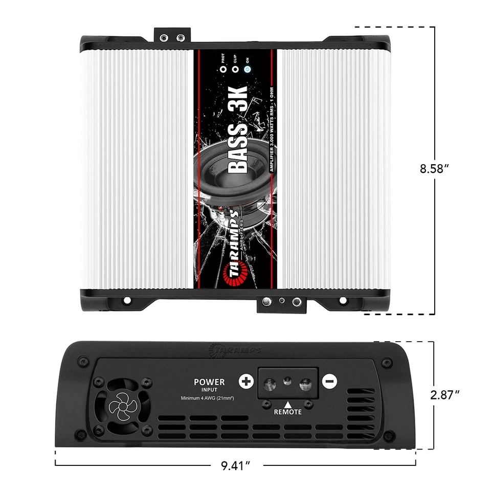 [VENDEDOR DE ESTADOS UNIDOS] Amplificador Taramps Bass 3K 3000W 1 Ohm Potencia Compacto Coche Amplificador Foto 4 de 4