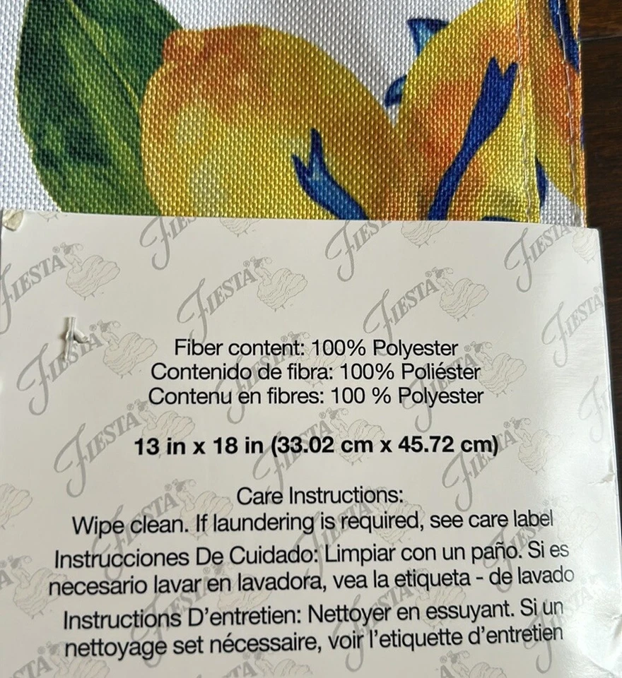 Fiesta Set Of 4 Placemats Lemons Mediterranean Theme Blue New - Image 2 of 2