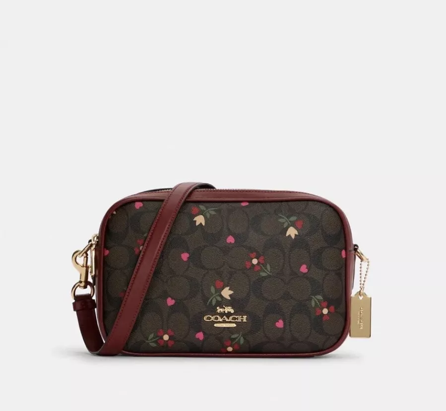 Coach+Jes+Crossbody+In+Signature+Canvas+With+Heart+Floral+Print+Women%27s+ Crossbody+Bag+-+Brown for sale online