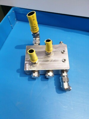 150mm X 100mm X 50mm stainless MANIFOLD W/  HAM-LET 316-SR1 ELBOWS + 316 ST9 + F