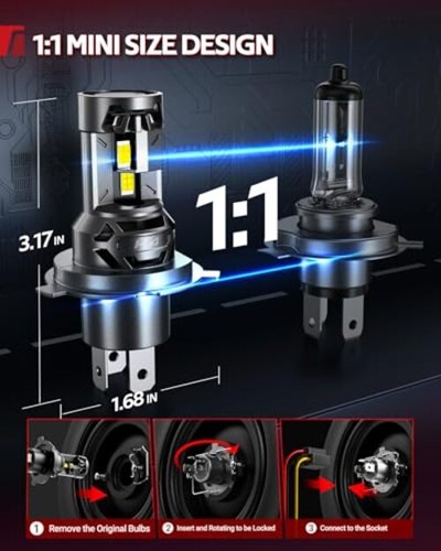  2026 H4 LED Light Bulbs, 2 Pcs 91000LM 6500K White Lighting Solution, T5A H4 - Picture 8 of 8