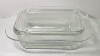 Heller Massimo Vignelli Clear Ribbed Sided Oblong Glass Baking Dish Italy 8.25''