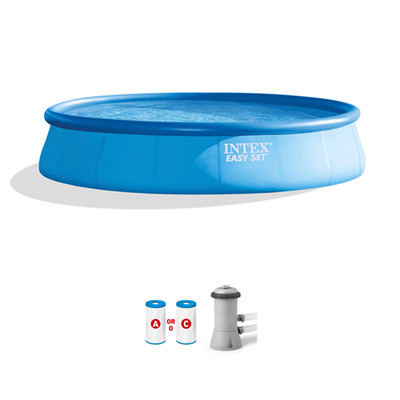 Intex Easy Set Up Inflatable Swimming Pool With Cleaning Filter Pump 15x48''