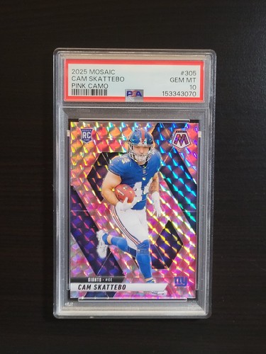 2025 Panini Mosaic #305 Cam Skattebo RC Pink Camo Prizm PSA 10
