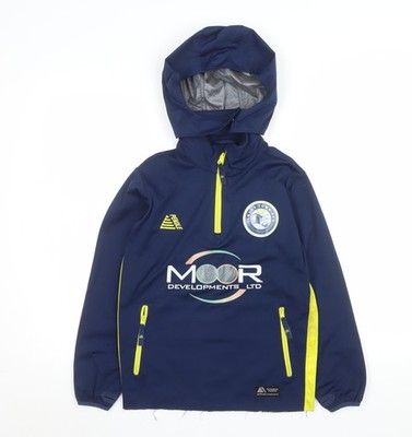 Prostar Jungen blau Fußball Anorak Jacke Gr. SY (30/32) Kapuze 1/4 Reißverschluss