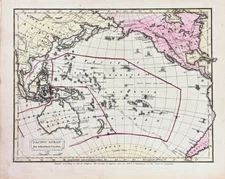 ANTIQUE  1830 PACIFIC OCEAN Map ORIGINAL (9.5x7) NORTH AMERICA - UNITED STATES